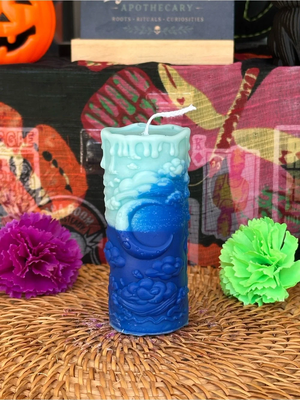 Celestial Cats Sun & Moon Candle – Blue Ombre